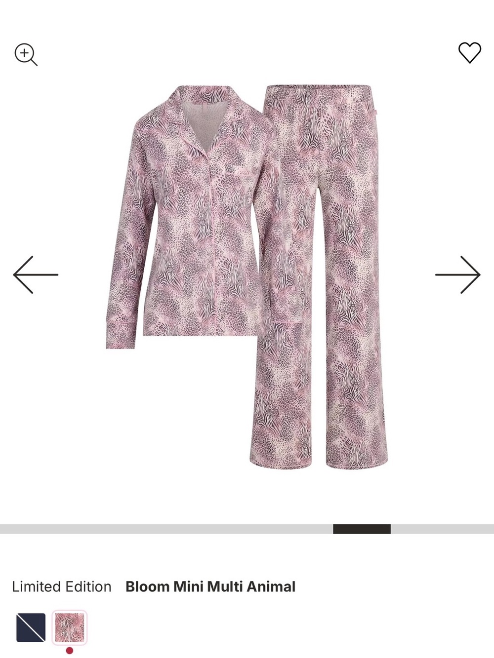 SKIMS XS Pink & Black Animal Print  PJ Set limited edition